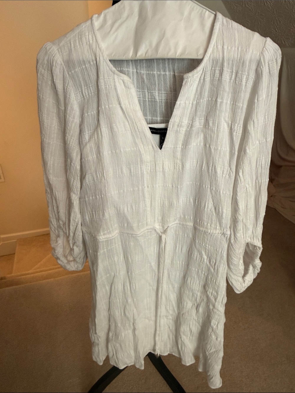 White Textured Tunic Dress